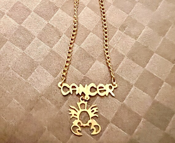 Horoscope Necklace Cancer Vintage Horoscope Necklace Cancer Horoscope Zodiac Cancer View 2