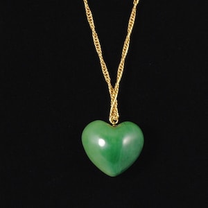Green Vintage Puffy Heart Pendant 1960s