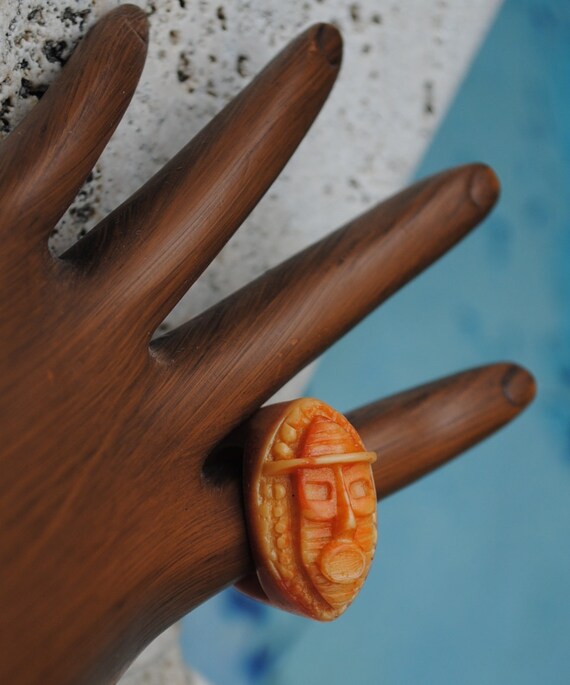 Ring Aztec Resin Cast Ring - image 2