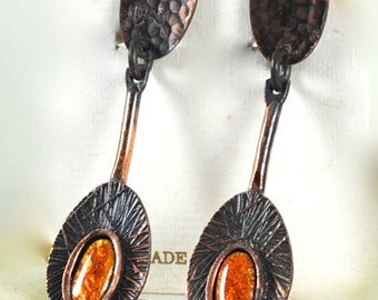 Vintage Copper Earrings Made in Spain