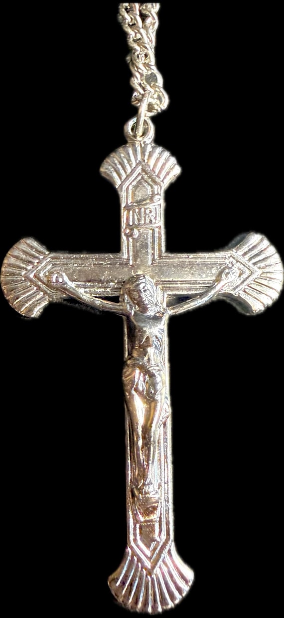Beautiful Cross Vintage Cross Necklace Religious Cross Silver Toned