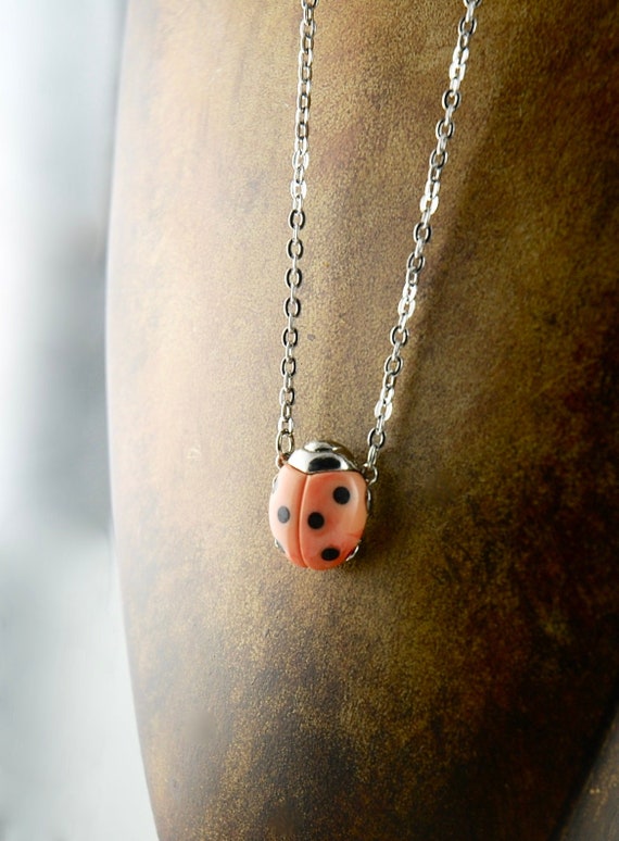 Ladybug Necklace Vintage Resin Ladybug Pendant Sma