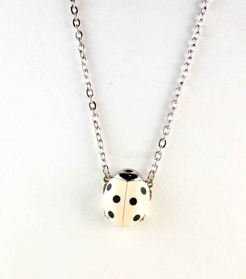 Ladybug Necklace Vintage 1970s Small GOOD LUCK Ladybug Pendant Insect Jewelry Bug Jewelry image 8