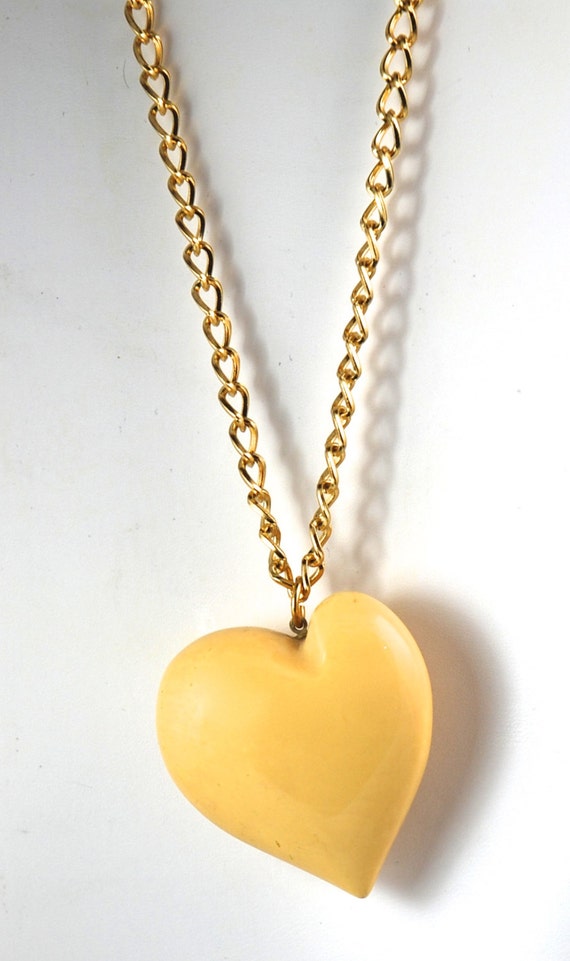 Vintage Heart Puffy Heart Pendant Heart Necklace R
