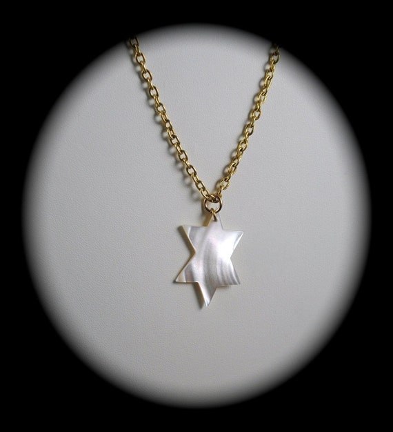 Jewish Star Necklace Star of David Vintage Faux Mo