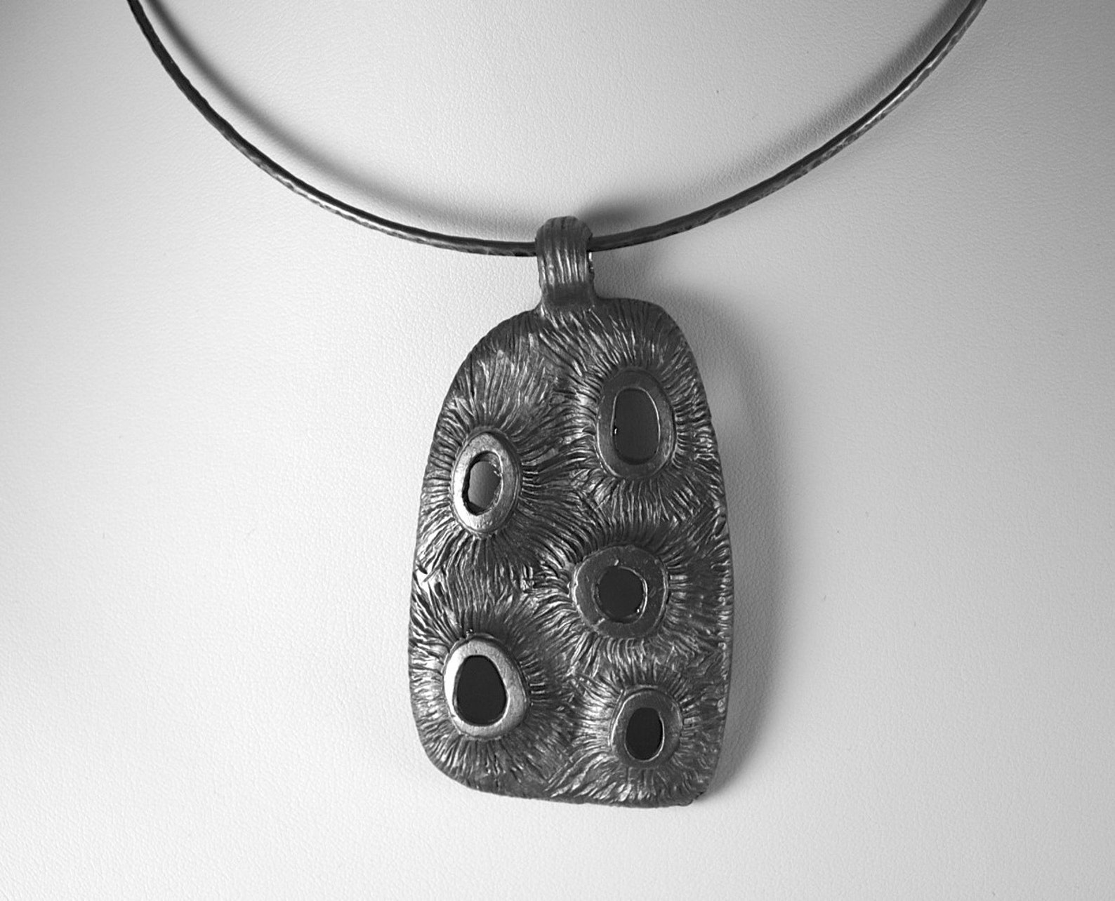 Vintage Pewter Necklace Pendant Choker Necklace 1970s Etsy