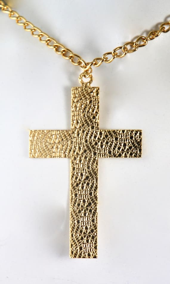 Cross Vintage Cross Necklace Religious Cross Gold Toned Cross