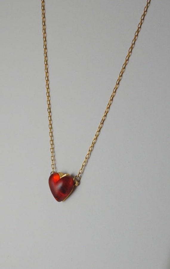 Vintage Heart Vintage Transparent Red Heart Pendan