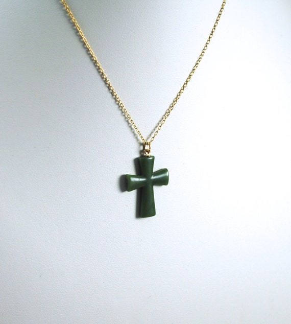 Vintage Cross Necklace 1970's Resin Jewelry Relig… - image 2