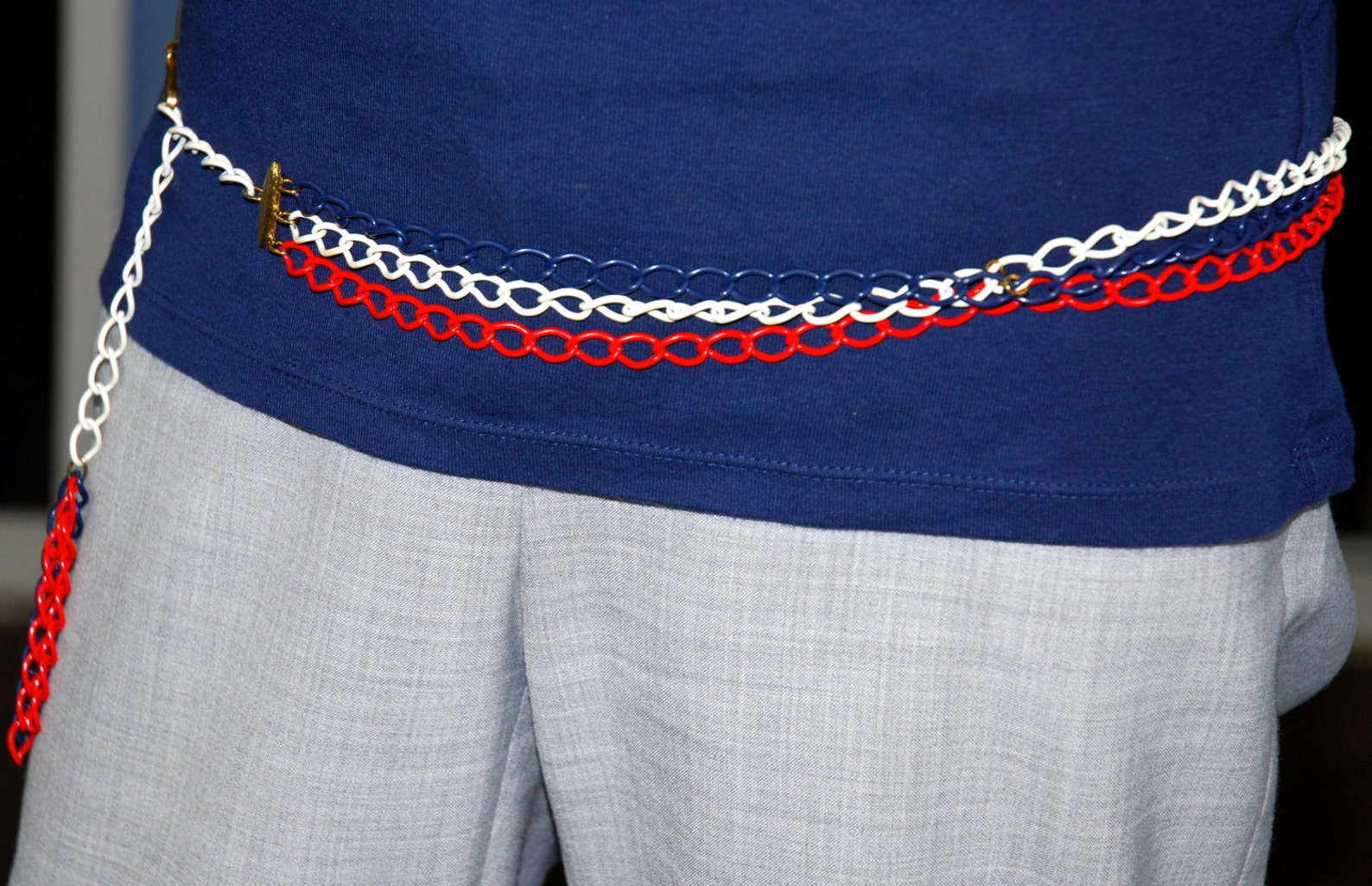 Vintage Belt Red White and Blue Chain Belt Etsy