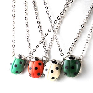 Ladybug Necklace Vintage 1970s Small GOOD LUCK Ladybug Pendant Insect Jewelry Bug Jewelry image 4