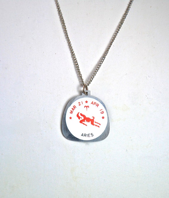 Aries Horoscope Vintage Horoscope Necklace The Ram Horoscope 1970's Horoscope Pendant
