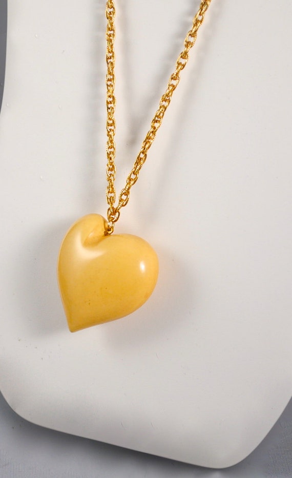 Vintage Heart Puffy Heart Necklace Pendant 1970s … - image 3