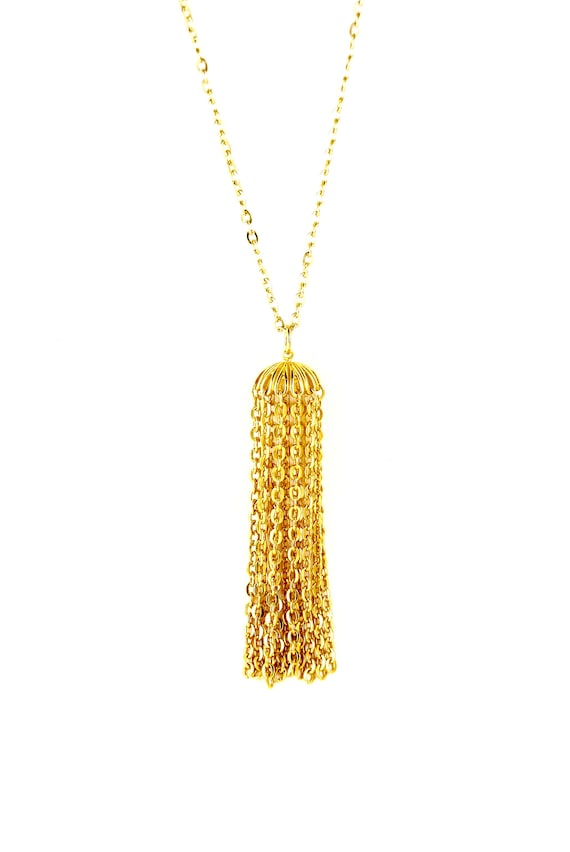 Vintage Chain Tassel Necklace Gold Plated Chain Vi