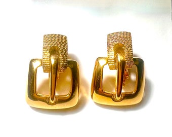 Boucles d'oreilles vintage des années 1970 à clip en plaqué or