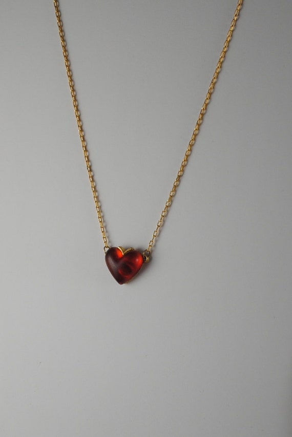 Vintage Heart Vintage Transparent Red Heart Pendant 1970s