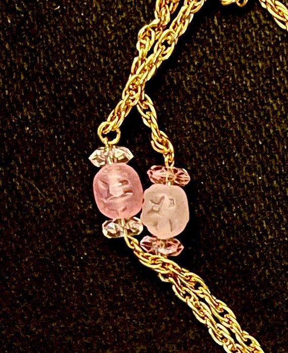 Vintage Chain.  Pink Beaded Necklace.  1970s. - image 3