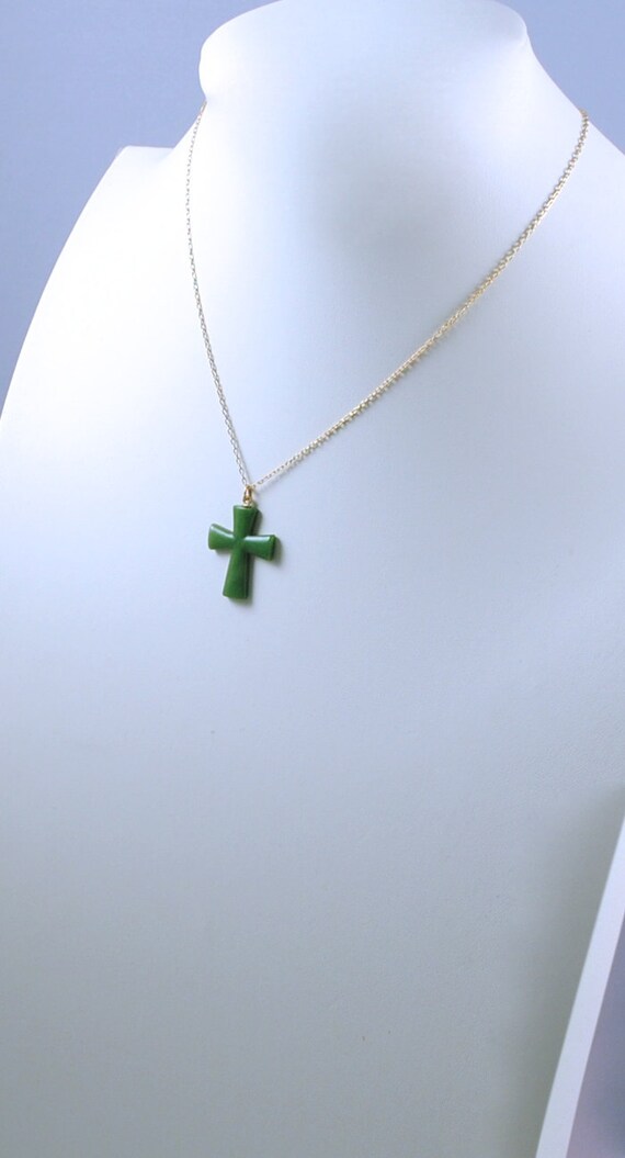 Vintage Cross Necklace 1970's Resin Jewelry Relig… - image 4