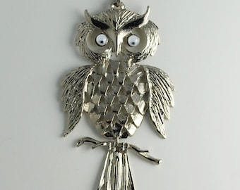 Owl Necklace Vintage Owl Pendant 1970's