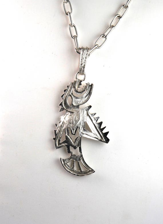 Vintage Silver Toned Southwestern Style Eagle Pend