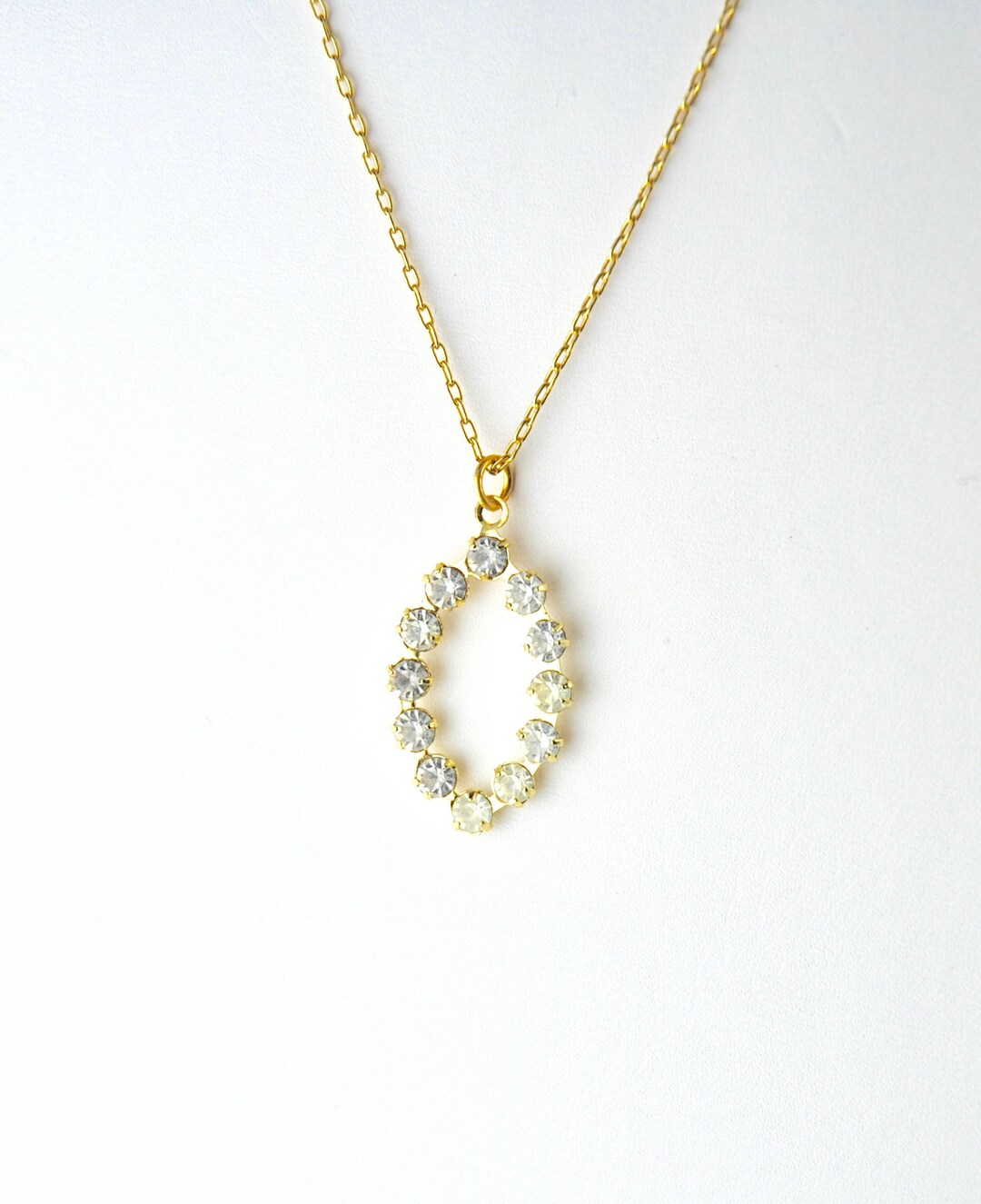 Collier Vintage Années 1960 - Métal Doré Avec Strass Et Ornements Gris, Occasion