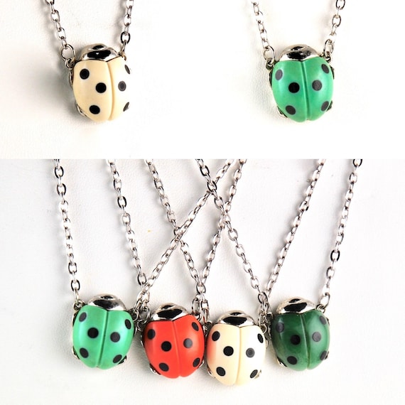 Vintage RARE Ladybug Necklace Lucky Ladybug 1970s Good Luck
