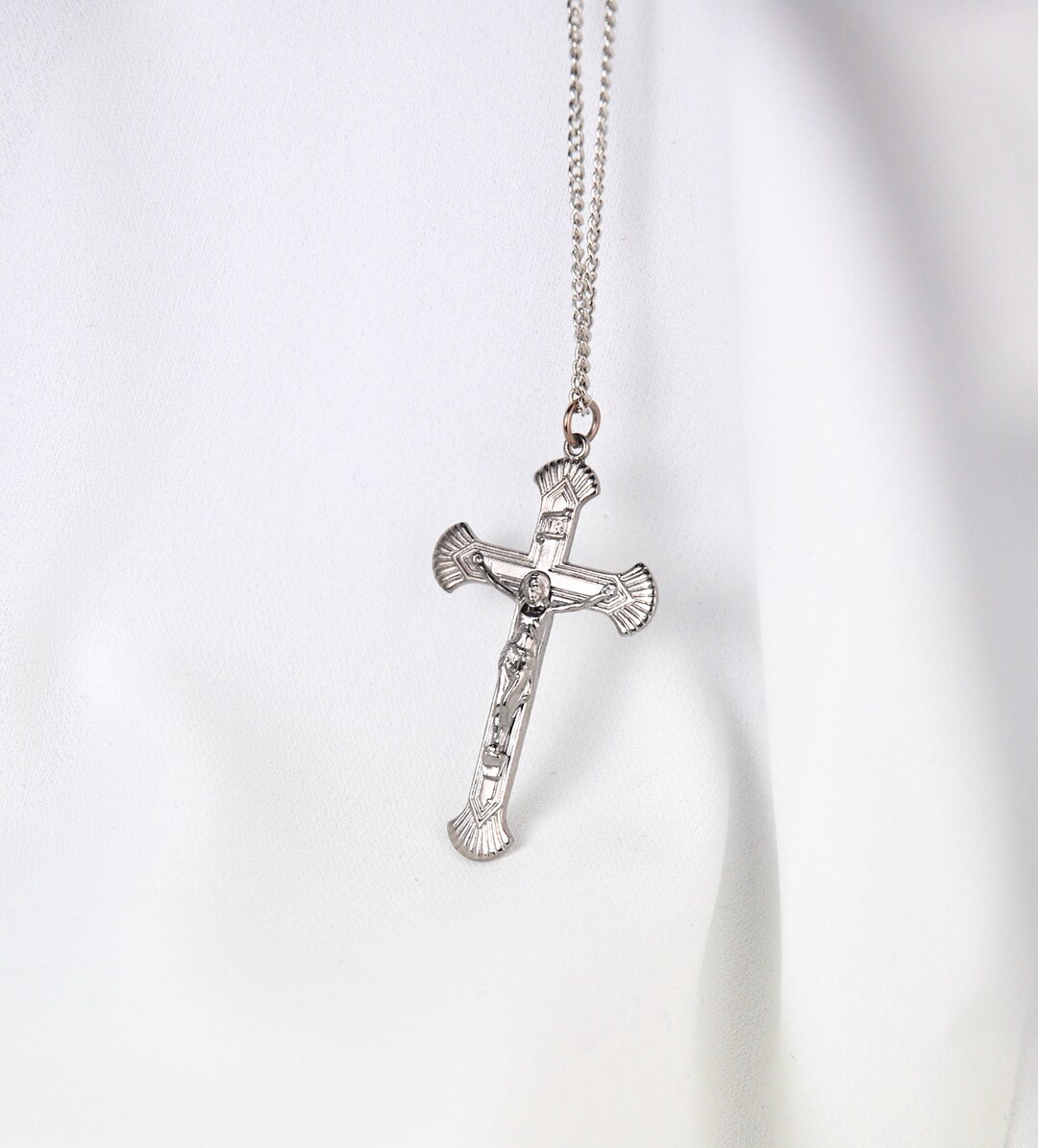 Beautiful Cross Vintage Cross Necklace Religious Cross Silver - Etsy