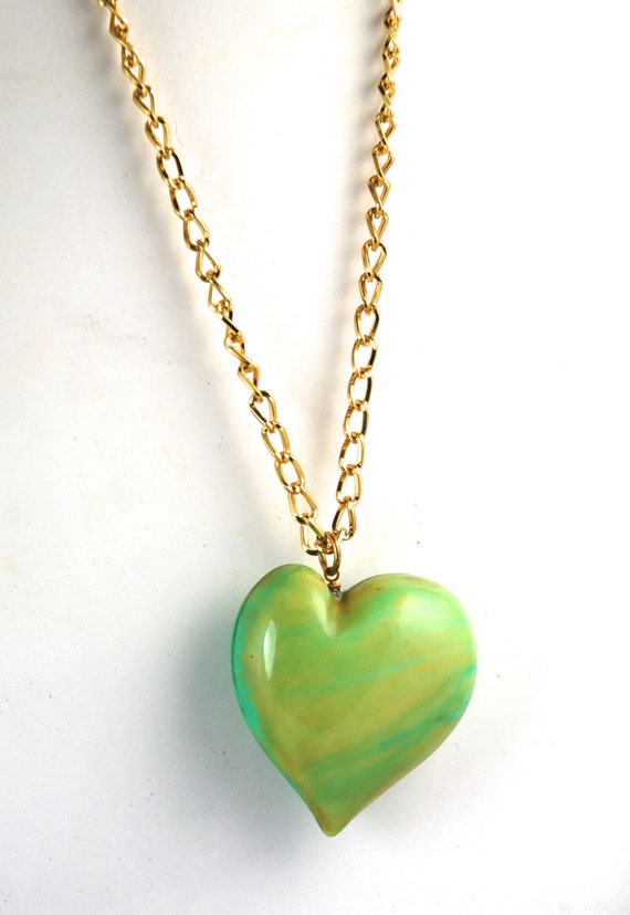 Vintage Heart Puffy Heart Pendant Heart Necklace