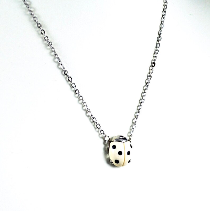 Ladybug Necklace Vintage 1970s Small GOOD LUCK Ladybug Pendant Insect Jewelry Bug Jewelry image 3