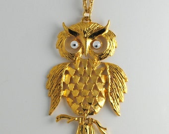 Necklace Vintage Owl Pendant 1970's