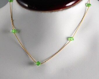Peridot August Birthstone  Vintage Choker Necklace Bridesmaid Gift Vintage Fine Gold Filled Peridot Green Austrian Crystal Birthstone