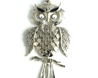 Owl Necklace Vintage Owl Pendant 1970's