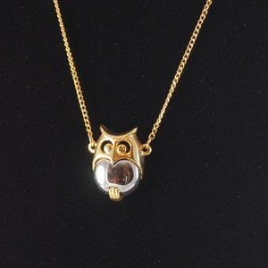 Owl Necklace Small Vintage Owl Pendant 1970s
