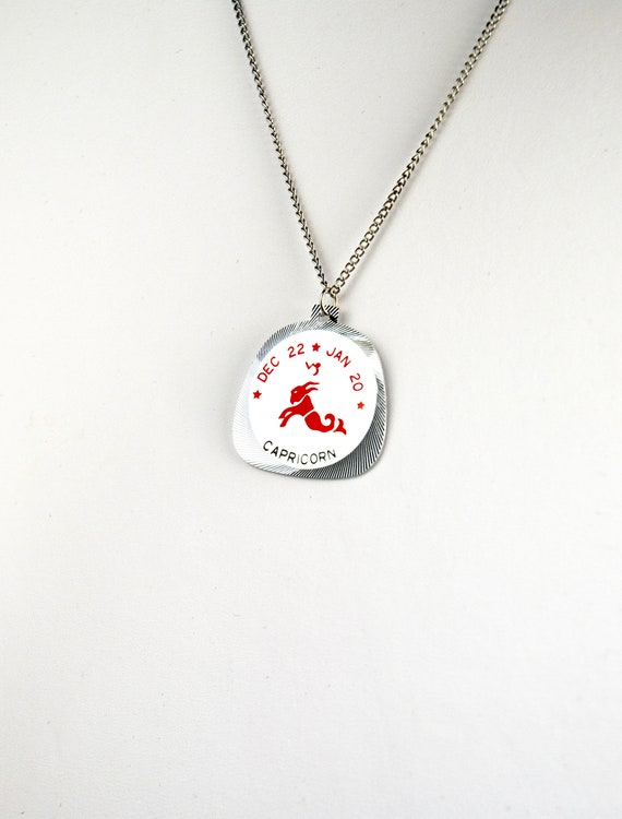 Capricorn Horoscope Vintage Horoscope Necklace Ho… - image 1