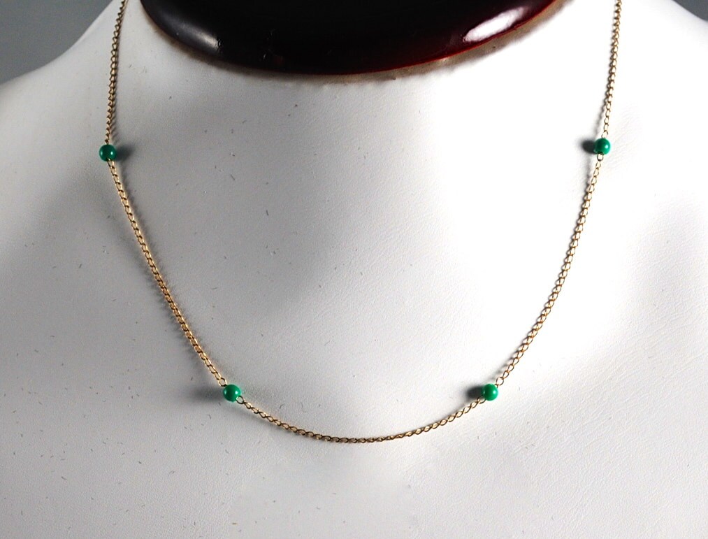 Simple, Tiny, Gold Filled Necklace, 5 Beads, Minimalist 