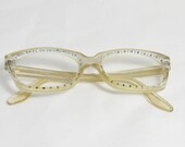 Christian Dior France Eyeglass Frames Shades Blue Crystals Made in Italy Vintage Glam Retro Cat Eyes Specs