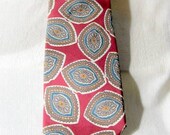 Pierre Cardin Silk Neck Tie Cravat Paisley Mod London Look Vintage Red Blue Gold White