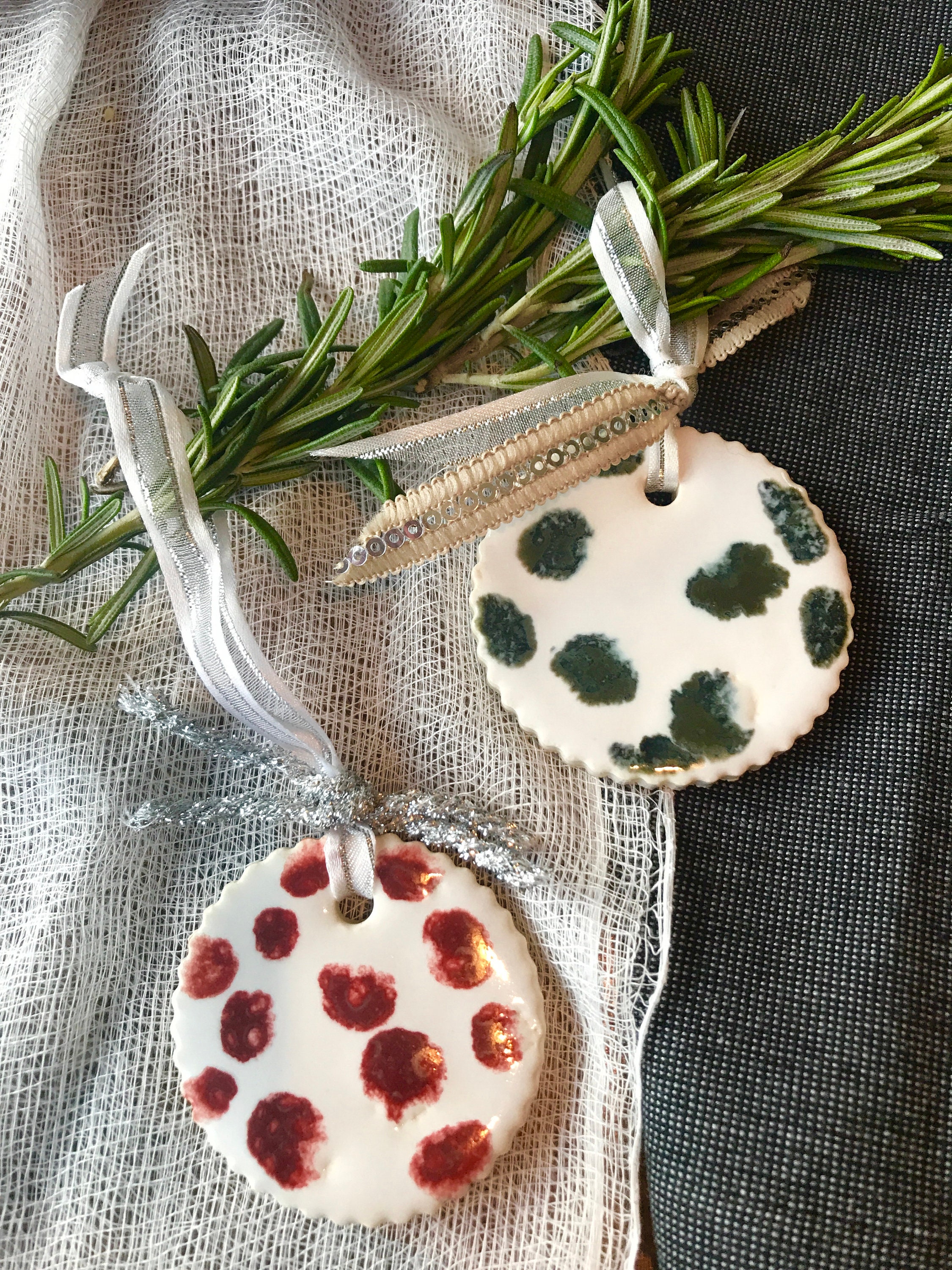 Round ceramic ornament gift Etsy