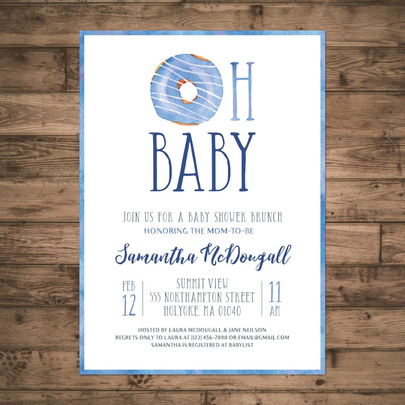 Baby Shower Brunch Invitation. Oh Baby Donut Invite. Baby