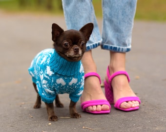 Dog snowflakes sweat - Alpaca soft hearts - Chihuahua - Winter dachshund sweater - All breeds-Cute - Dackel - Wiener - Custom size and color