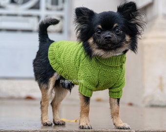 Chihuahua Clothes- Green - Wool - Dog Clothes Knit - Clothing - Dog Sweater - Jacket - Pet Sweater - Small dog clothes - Custom Dog Clothing