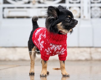 Chihuahua Clothing - Alpaca - Snowflake Christmas - Dog pullover -Dog Sweater-Jacket - Pet Sweater - Small dog clothes - Custom Dog Clothing