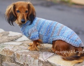 Knit dog clothes - Dachshund Sweater - Dog&#39;s sweater - Dachshund clothing - Puppy sweater - Doxie - Weiner dog - Hand knitted dog jumper
