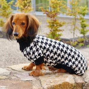 Dog knit sweater houndstooth - Dachshund Sweater - Dog Clothes - Wiener dog -Dachshund coat -Dog winter clothes - Dackel -Custom Dog Clothes