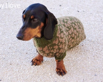 Dog sweater camouflage - Dachshund Sweater - Dog Clothing Camo - Army Green - Dog Outerwear - Pet Winter Apparel- Alpaca- Custom Dog Sweater