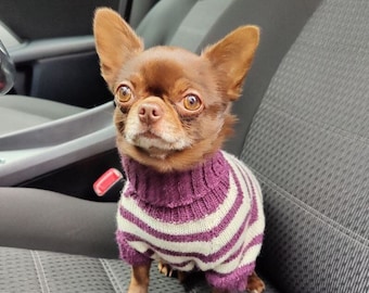 Chihuahua Clothing - Stripes - Wool - Dog pullover - Dog Sweater - Jacket - Pet Sweater - Small dog clothes - Custom Dog Clothing