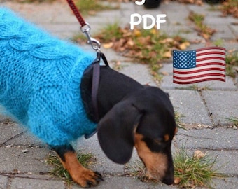 Knitting PATTERN PDF Dachshund Sweater in 1 Size S Chest 15-16 inch - Small Dog - Dog Sweater - Dog Clothes - Long Dog Sweater