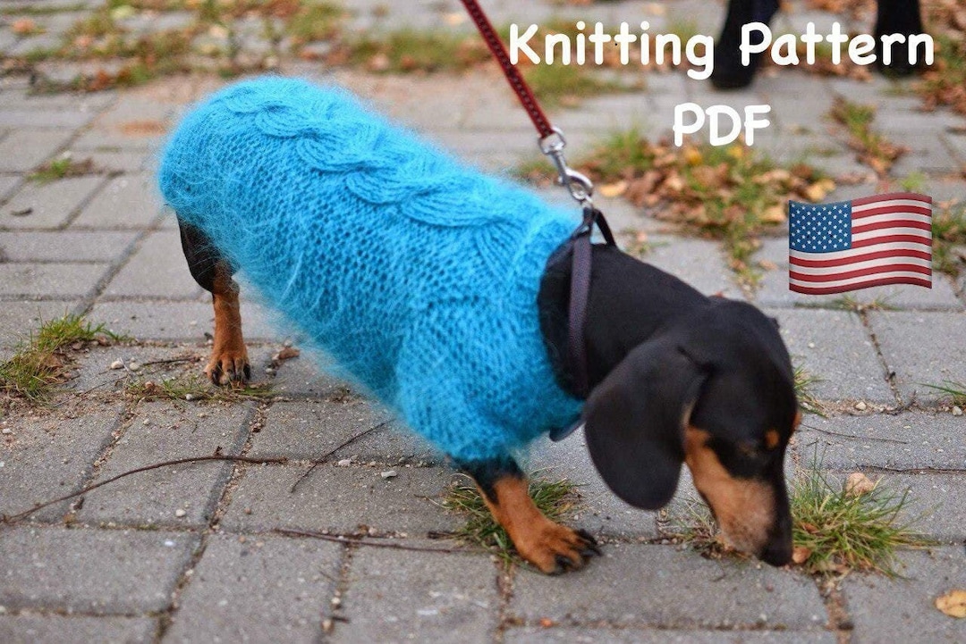 Knitting PATTERN PDF Dachshund Sweater in Size S Chest 15-16