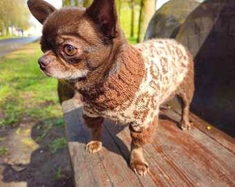 Chihuahua Clothes -Alpaca- Leopard Dog Clothes - Puppy Clothing - Dog Sweater-Jacket - Pet Sweater - Small dog clothes - Custom Dog Clothing