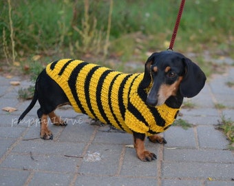 Dachshund Clothing - Bee Costume - Dog Clothes - Dachshund Sweater - Dog sweater - Dachshund coat - Dachshund costume - Custom Dog Clothes